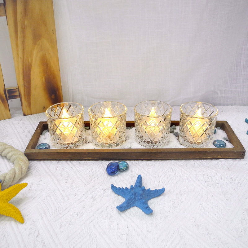 Diamond-shaped Transparent Candle Holder Combination YD-HDWC-127