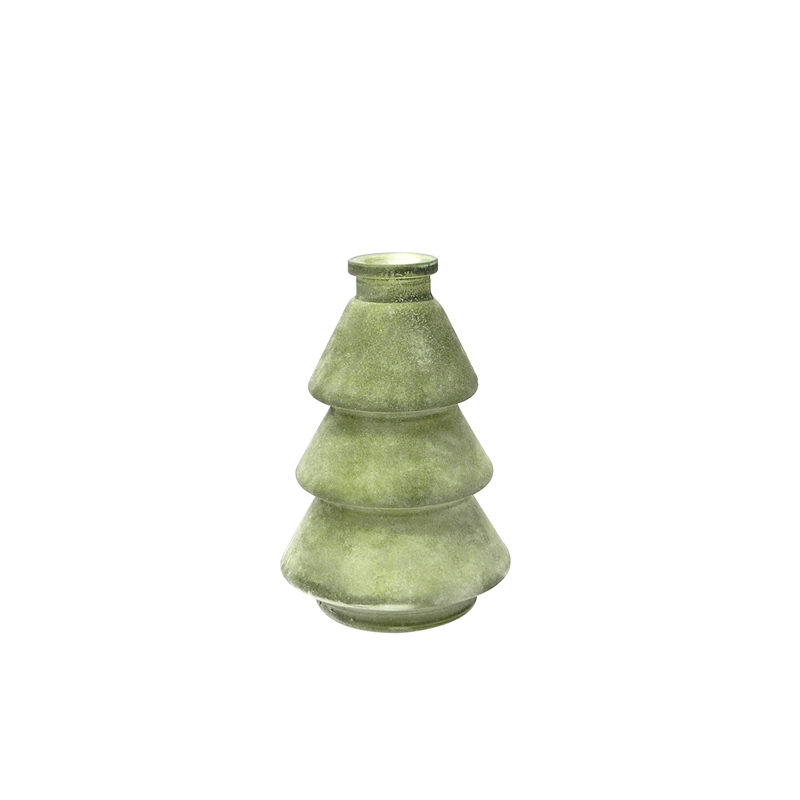 Yorklsun Glassware Green Christmas Tree Vase Candle Holder & Wax Bottle YD-ND-188