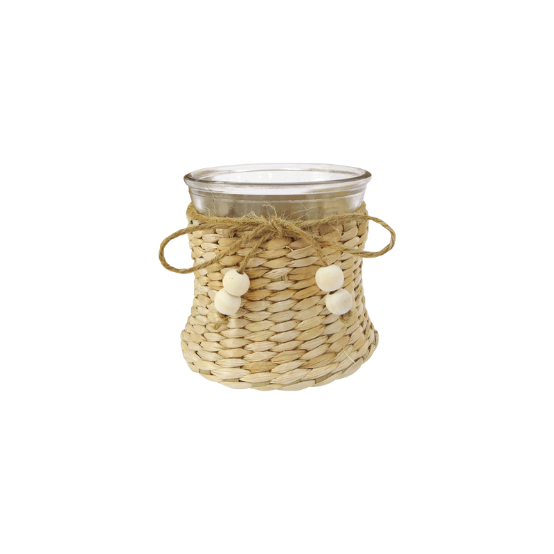 Rattan Tethered Beaded Decorative Glass Bottle YD-ACC-002