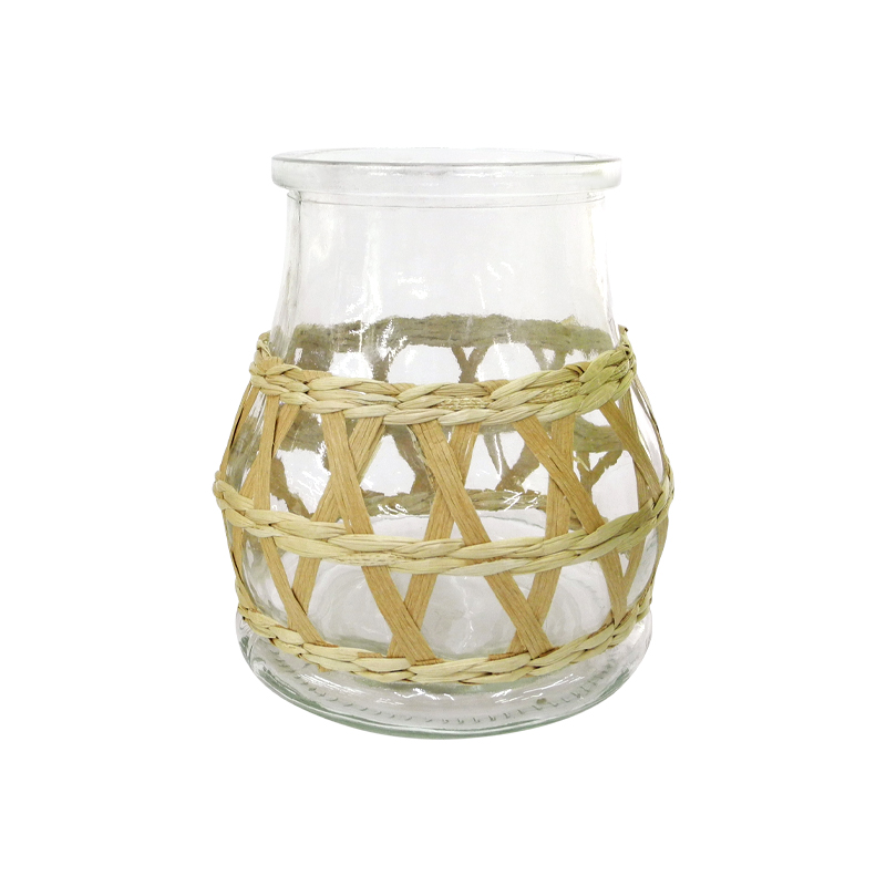Rattan Paper Mixed Large Diameter Glass Vases YD-ACC-029