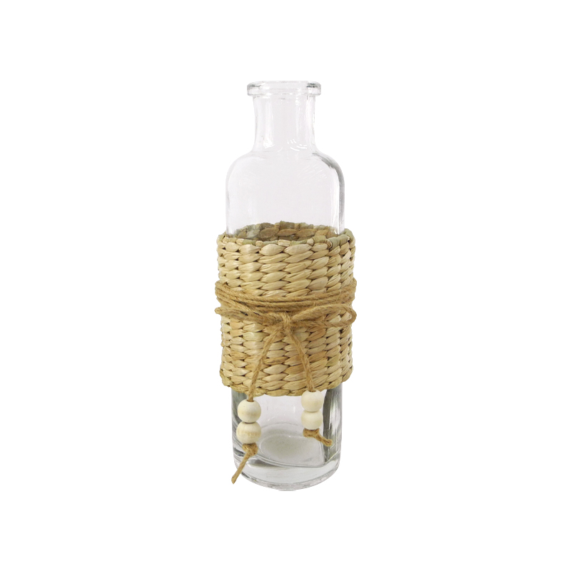 Rattan Tethered Beaded Decorative Glass Bottle YD-ACC-002