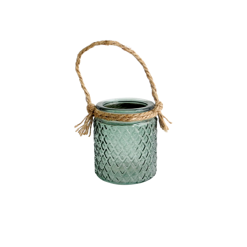 Blue Grey With Rope Glass Vases & Candle Holder YD-HDWC-157