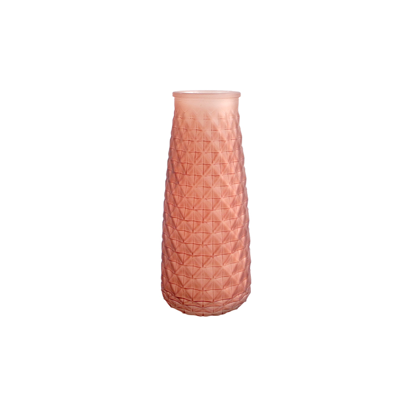 Lotus Root Pink Diamond Pattern Glass Vases YD-CGV-050