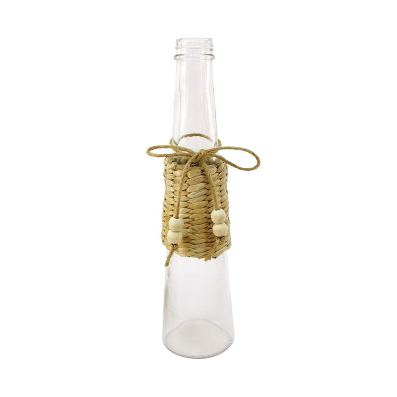 Rattan Tethered Beaded Decorative Glass Bottle YD-ACC-002