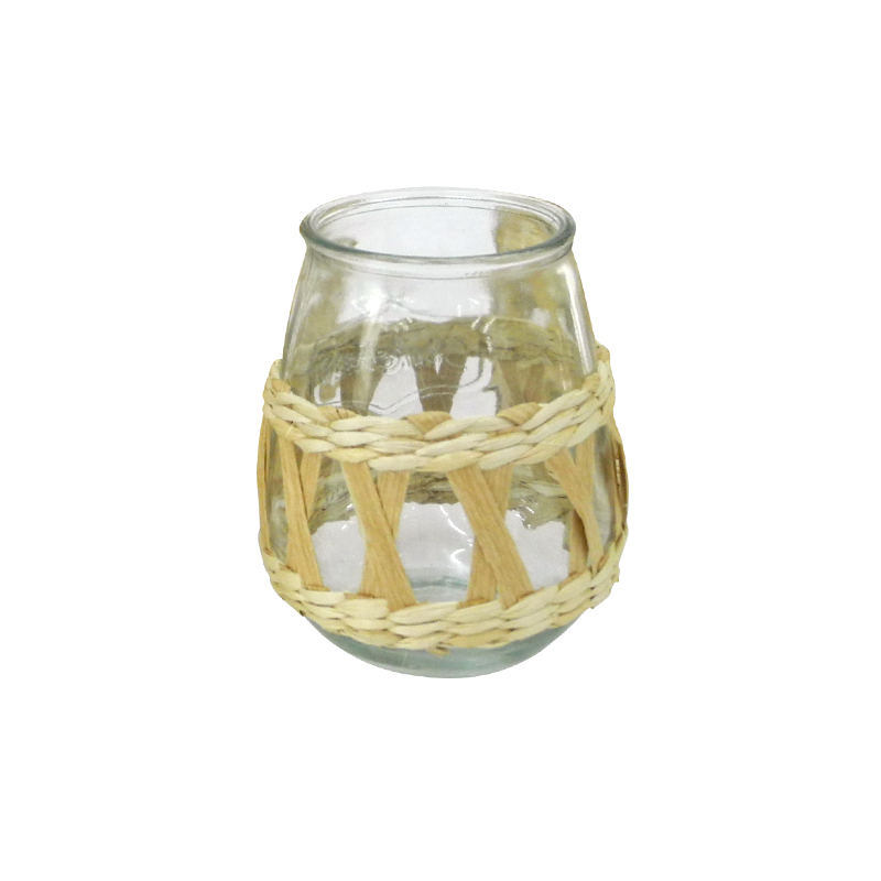 Diamond-shaped Rattan Paper Mixed Glass Vases YD-ACC-030