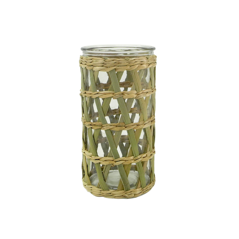 Rattan And Bamboo Mixed Glass Vases YD-ACC-034