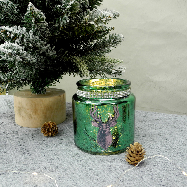 Green Christmas Glass Candle Holder YD-HDWC-061