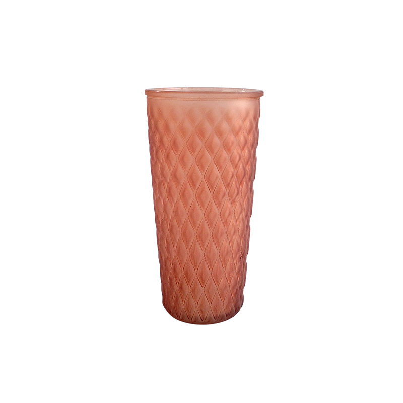 Lotus Root Pink Diamond Pattern Glass Vases YD-CGV-050