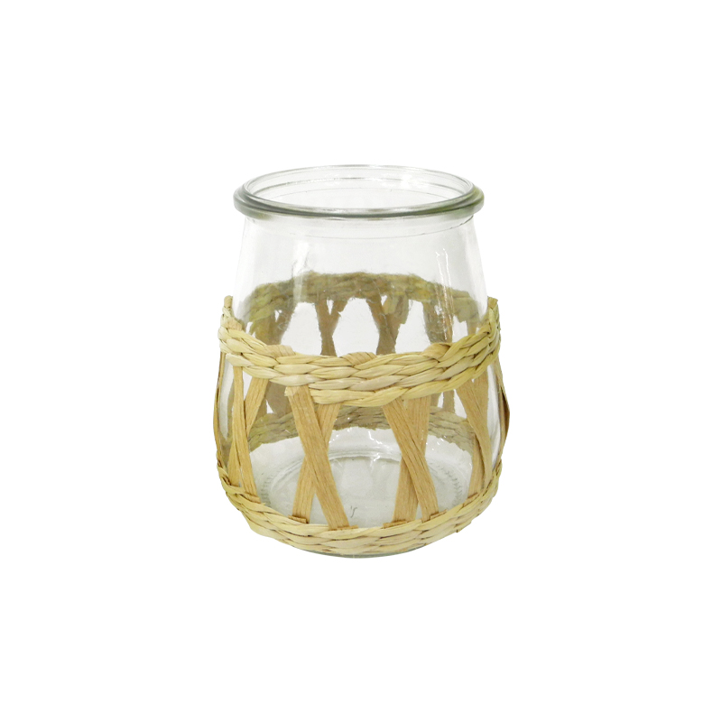 Diamond-shaped Rattan Paper Mixed Glass Vases YD-ACC-030