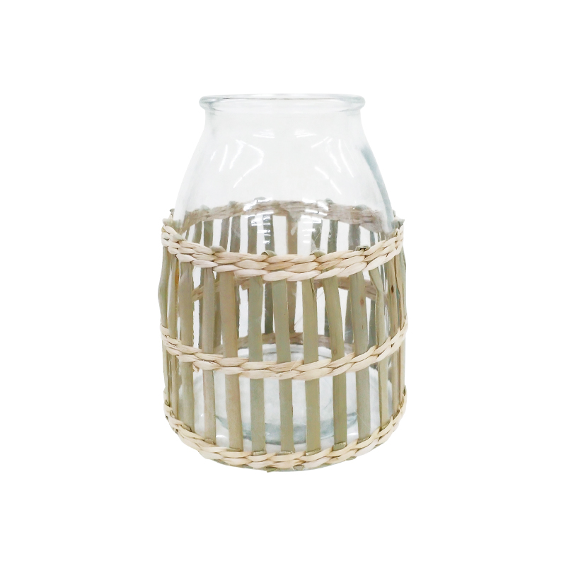 Mixed Rattan And Bamboo Glass Vases YD-ACC-040