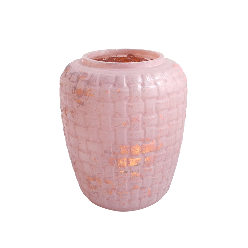 Pink Texture Glass Vases Wax Bottle YD-ND-191