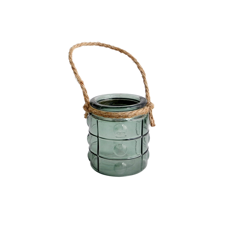 Blue Grey With Rope Glass Vases & Candle Holder YD-HDWC-157