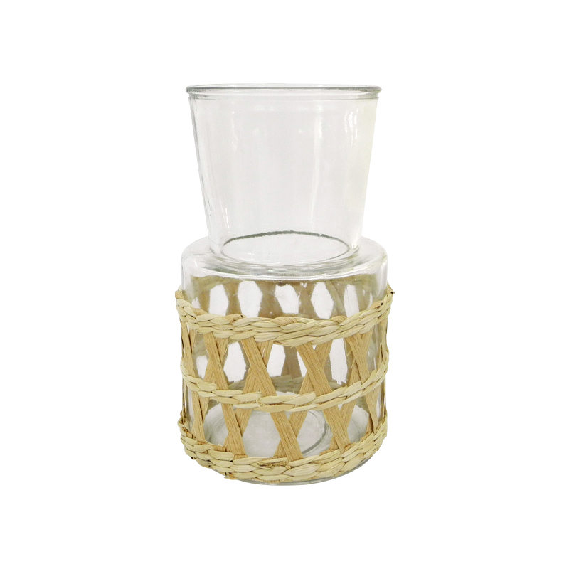 Rattan Paper Mixed Large Diameter Glass Vases YD-ACC-029
