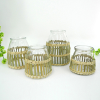Mixed Rattan And Bamboo Glass Vases YD-ACC-040