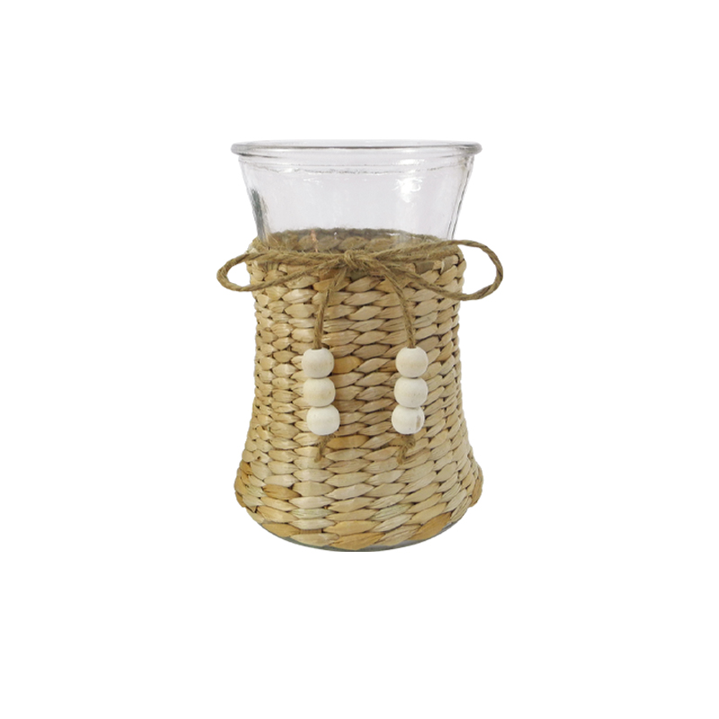 Rattan Tethered Beaded Decorative Glass Bottle YD-ACC-002