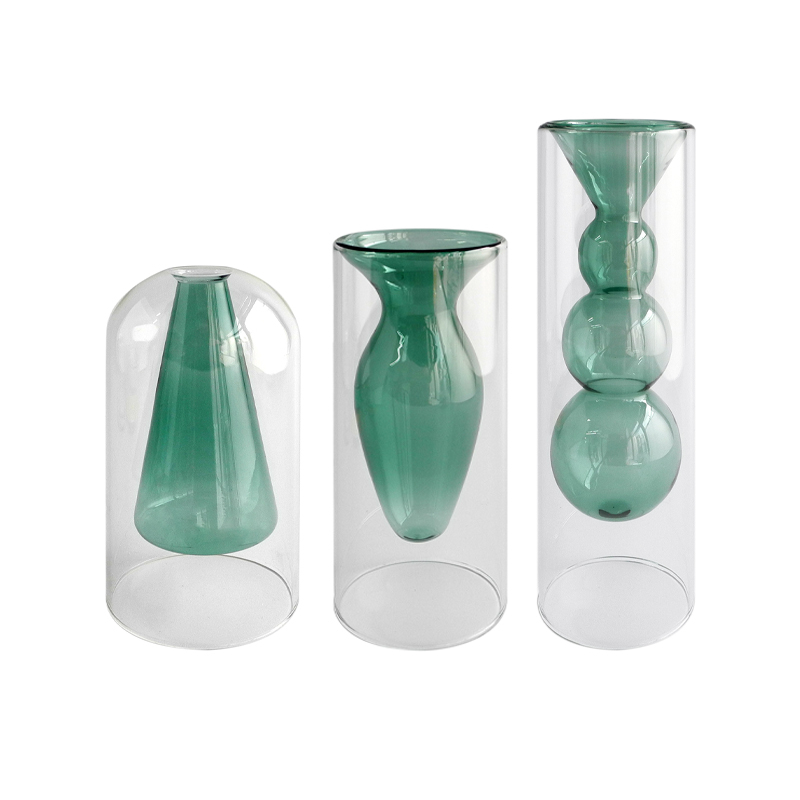 Dark Green Lampwork Glass Vase YD-BV-028