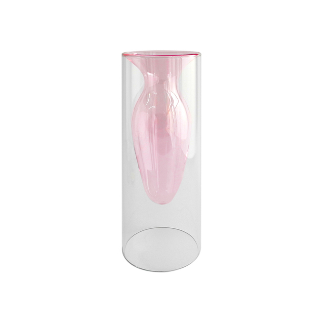 Pink Straight Lamp Glass Vase YD-BV-025