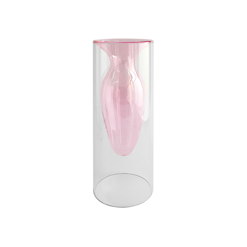 Pink Straight Lamp Glass Vase YD-BV-025