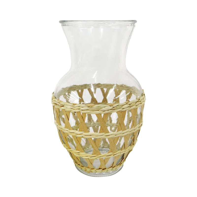 Rattan Paper Mixed Large Diameter Glass Vases YD-ACC-029