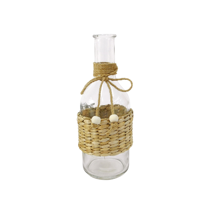 Rattan Tethered Beaded Decorative Glass Bottle YD-ACC-002