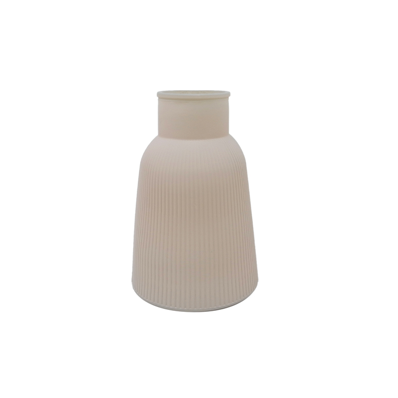 Khaki Frosted Striped Glass Vase YD-ND-468