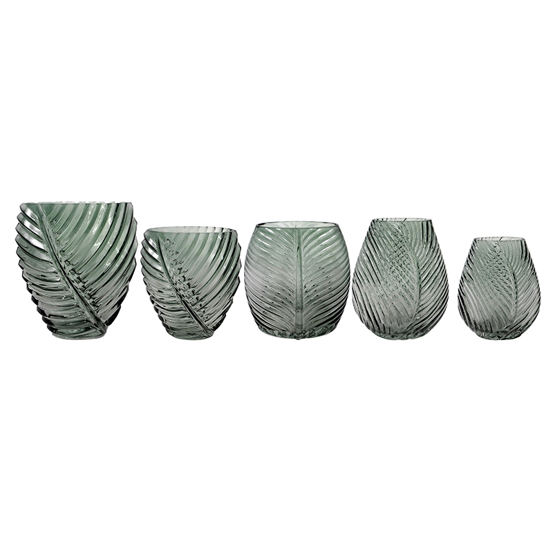 Leaf-textured Cut Glass Vase YD-TDH-085