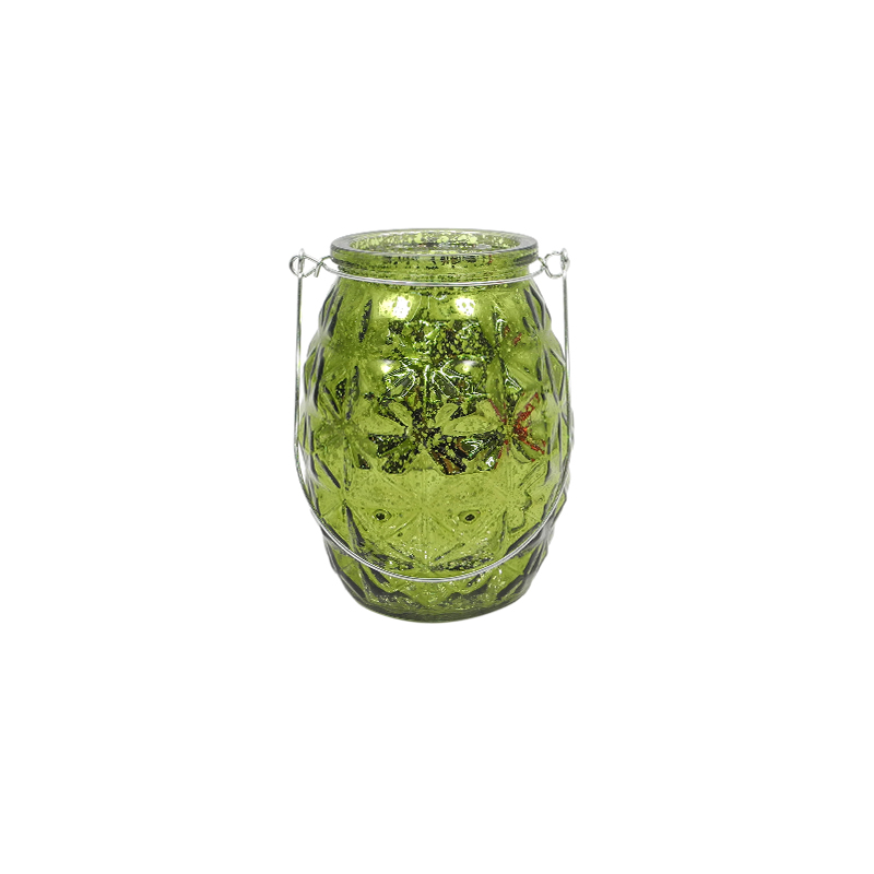 Electroplated Crushed Silver Handle Christmas Candle Holder YD-CX-109