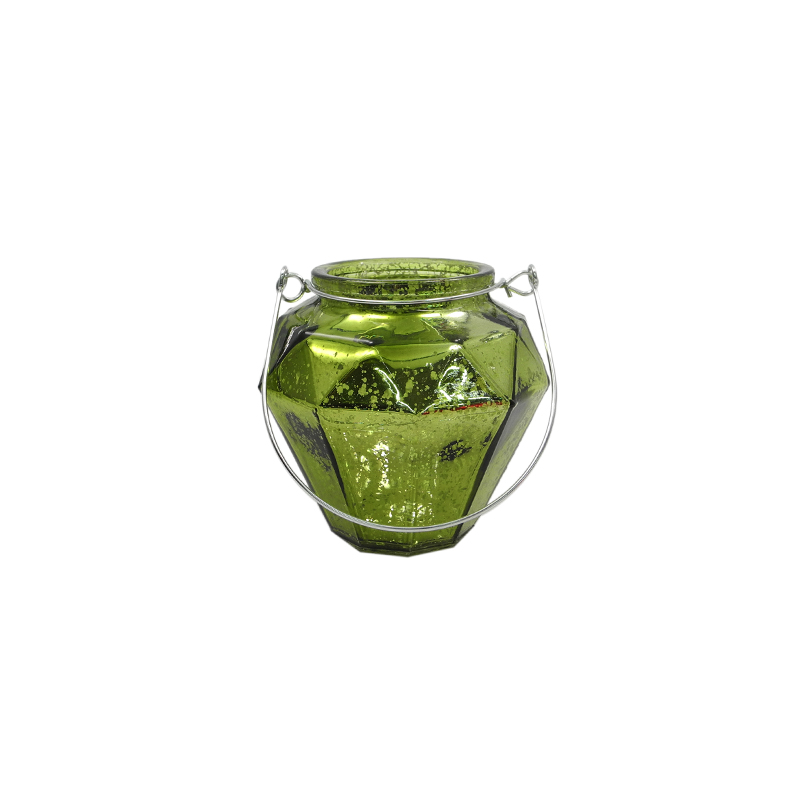 Electroplated Crushed Silver Handle Christmas Candle Holder YD-CX-109