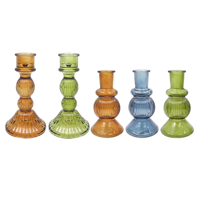Autumn Spray-colored Glass Candle Holder YD-TDH-063