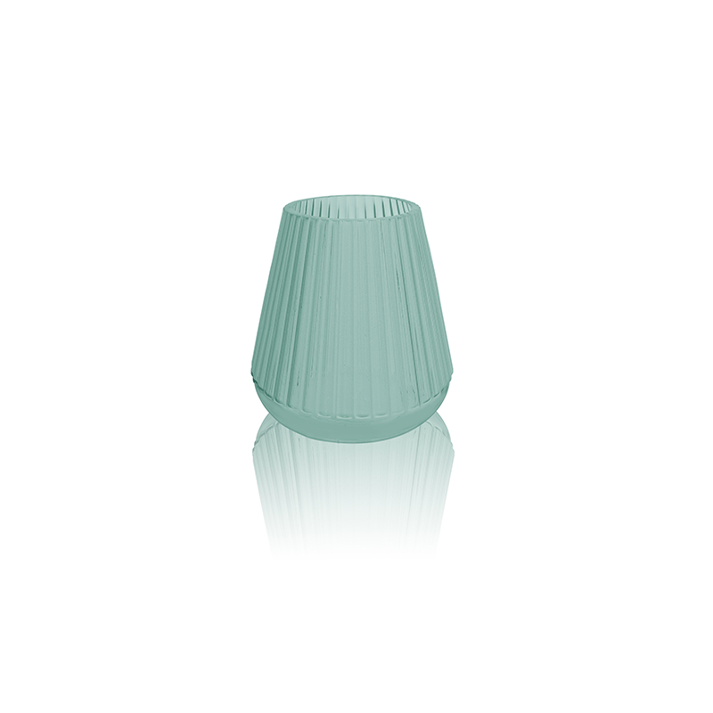 Tapered Striped Frosted Glass Vase YD-OBS-085