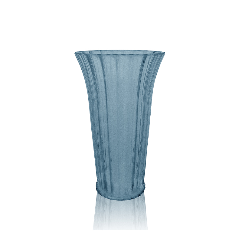 Blue Gray Frosted Glass Vase YD-OBS-074