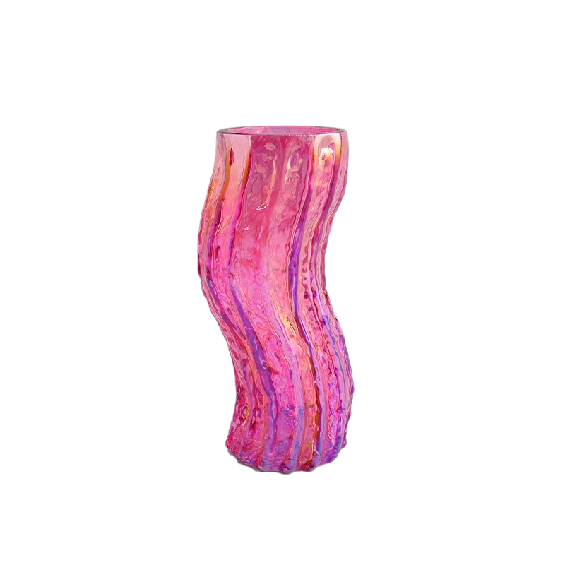 Colorful Plated Special-shaped Glass Vase YD-VL-053