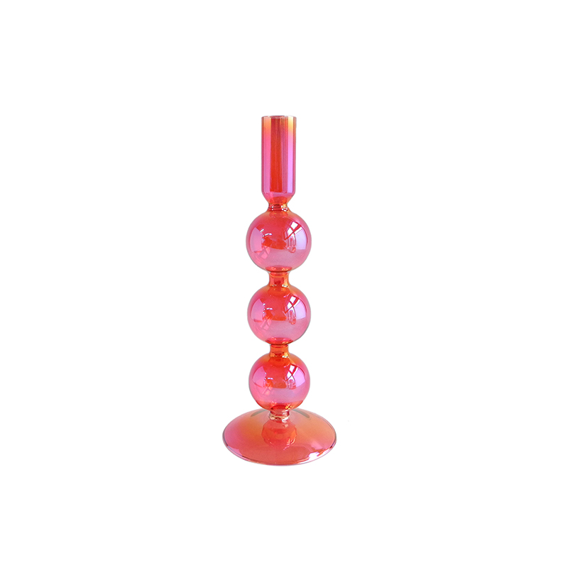 Red Multicolored Plated Glass Candle Holder YD-VL-059