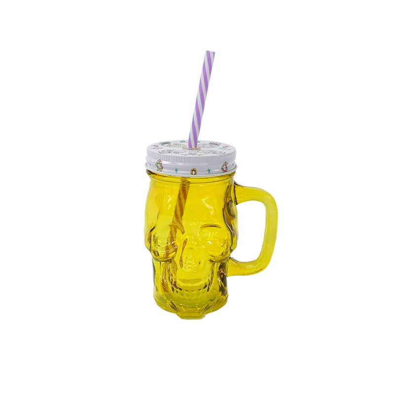 Skull Shaped Straw Cup with Handle YD-HAL-075