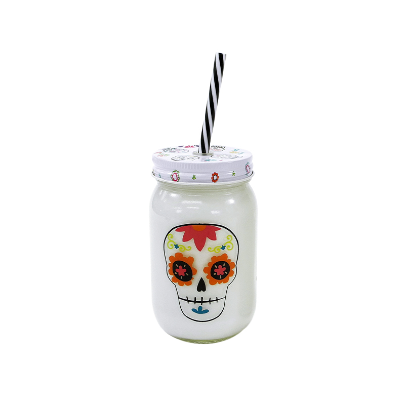White Halloween Pattern Straw Cup YD-HAL-071