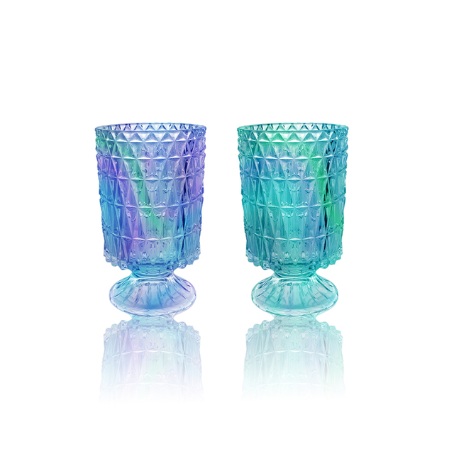 Multicolored Plated Glass Vase with Base YD-OBS-096