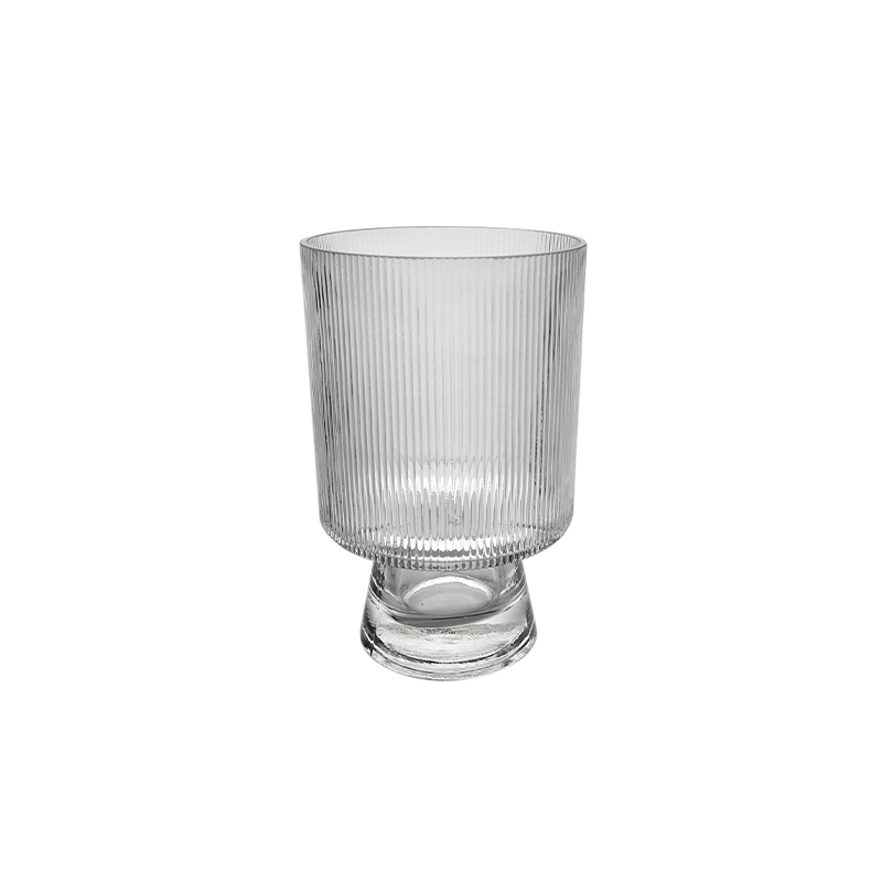 2Striped Clear Vase with Base YD-CGV-014