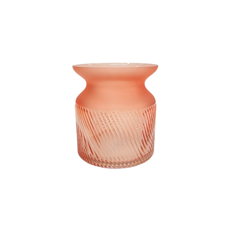 Orange Segmented Frosted Glass Vase YD-SS-109