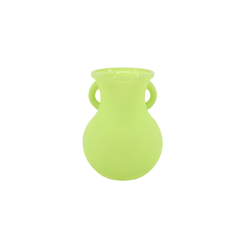 Glass Vase with Handle Sandblast YD-ND-447