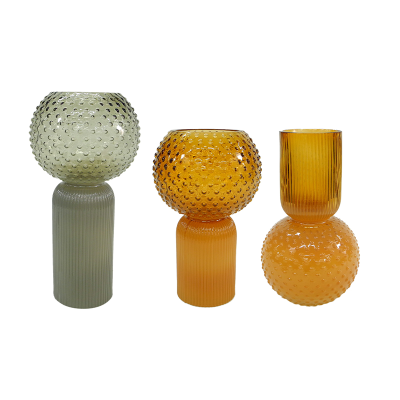 Spray Colored Glass Vase with Round Ball Segments YD-ND-440