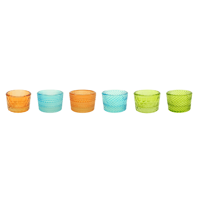 Embossed Spray Colored Glass Small Candle Holder YD-ND-397