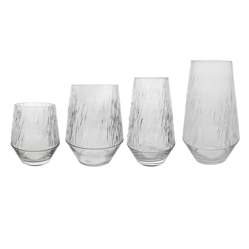 Cone Line Pattern Glass Vase YD-CGV-196