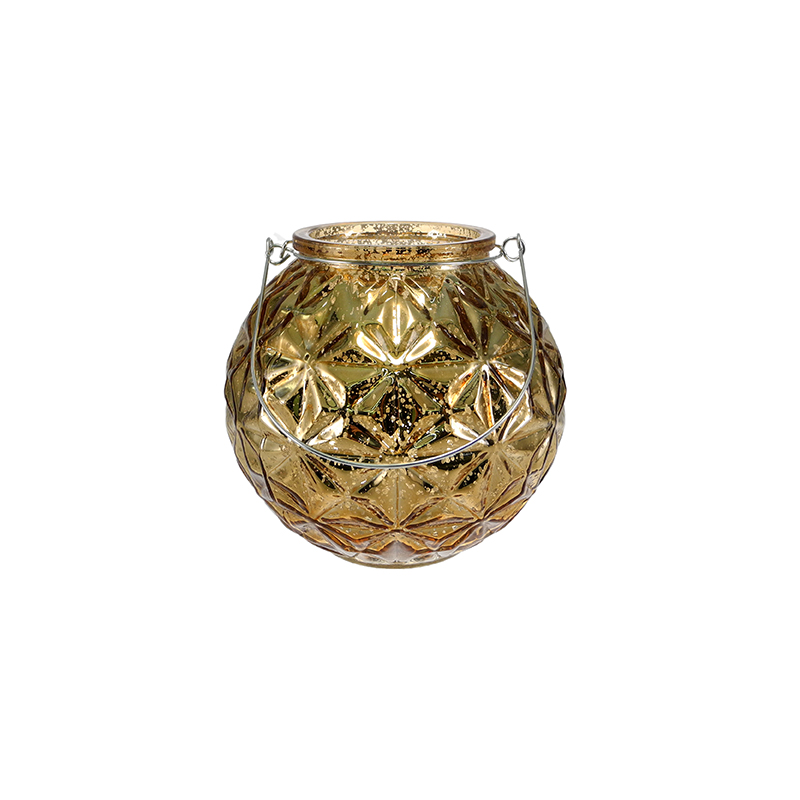 Sphere-shaped Electroplated Silver Fragments Candleholder YD-CX-148