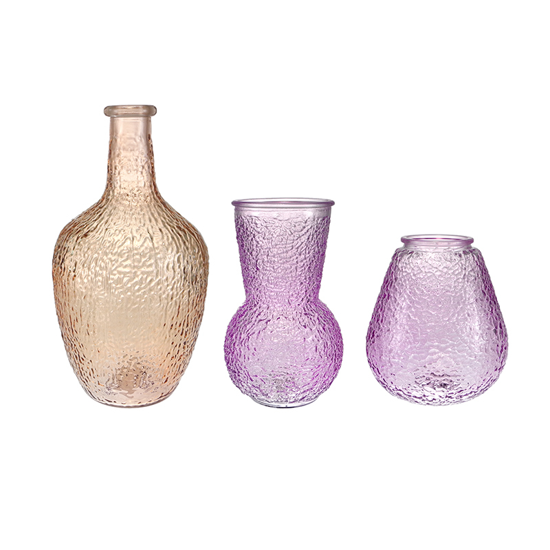 Crushed Stone Texture Colored Glass Vase YD-SS-142