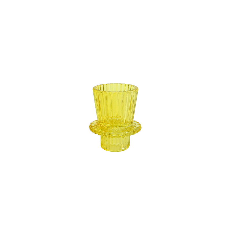Striped Spray Colored Small Glass Candle Holder YD-ND-390