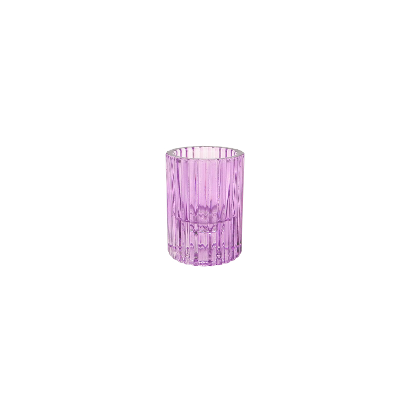 Striped Spray Colored Small Glass Candle Holder YD-ND-390