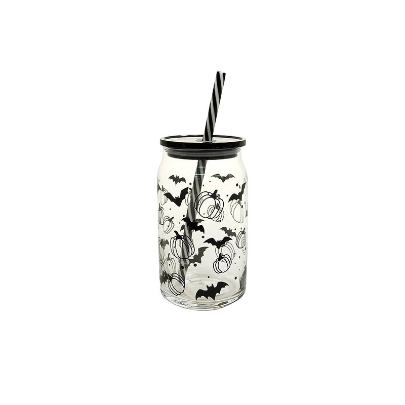 Funny Face Glass Straw Cup YD-HAL-111