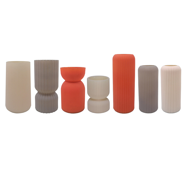 Striped Frosted And Spray-colored Glass Vase YD-ND-466