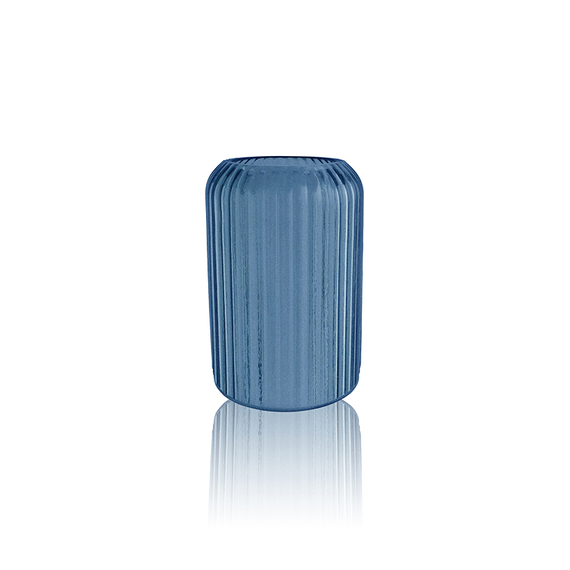 Cylinder Striped Frosted Glass Vase YD-OBS-087