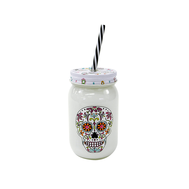 White Halloween Pattern Straw Cup YD-HAL-071